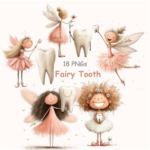 Tooth Fairy Clipart: Kids Dental Clipart | Magical Teeth Fairy Set (digital Download - 20 Pngs) - Etsy