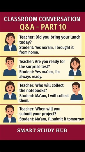 Classroom English Speaking Practice | Daily School Conversation in English | Smart Study Hub Part 10