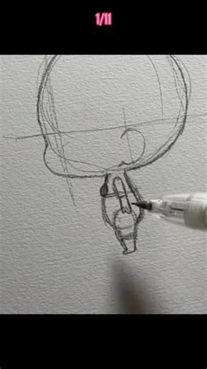 How To Draw Female Chibi with Side View Body 1/11 #shorts #chibiart #sideview #drawingposes #poses