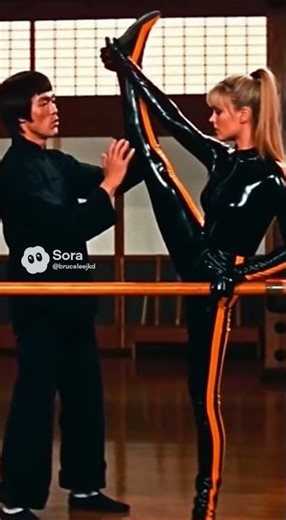 Bruce Lee helps with stretching