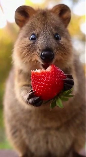Happiest Quokka Eating Strawberry 🍓