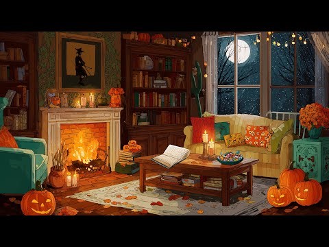 a cozy night in autumn with 1930's retro oldies playing in another room