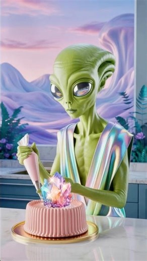 Alien Cakes 👽✨ PlanetRediculi.com #AlienCakes #AlienBaking #CosmicCakes #AlienPastryChef #CakeTok