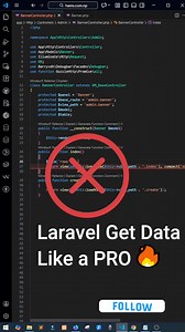 Laravel Get Data Like a PRO 😎🔥 (Best Practices) Fetching data the wrong way can slow down your Laravel app 😬 Learn how PRO developers get data clean, fast, and scalable in Laravel 🚀 Best practices you MUST know! #laravel #WebDevelopment #viralreelsシ #fbreels #nonfollowers | Developer Creation