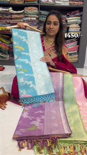 radhastudios on Instagram: "Exclusive Kora Chanderi silk sarees with blouse Price : 1450/-"
