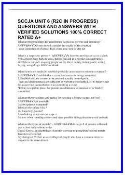 SCCJA UNIT 6 R2C IN PROGRESS QUESTIONS AND ANSWERS WITH VERIFIED SOLUTIONS 100 CORRECT RATED A 636x8