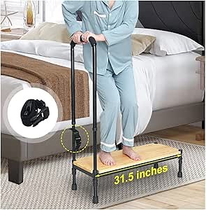 Medical Step Stool with Handle for Elderly Foot Stool Bed Steps for High Beds Adults Seniors Bedside Step Stool with Handrail Bed Stairs Bathtub Steps Platform Car Safety Handicap Step