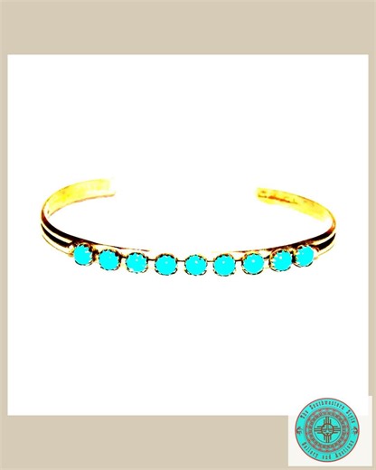 Vintage Zuni Snake Eye Turquoise Stacker Cuff Bracelet Sterling Silver