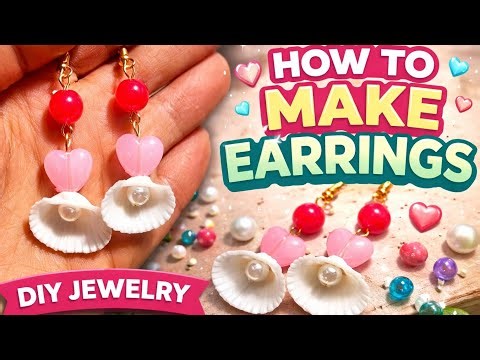 Easy DIY Earrings at Home 🐚💖 | Heart Beads Jewelry Tutorial Step by Step