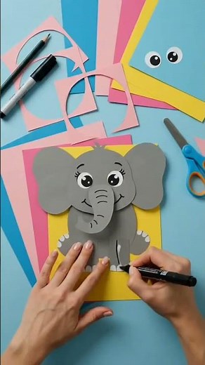 How to Make a Cute Paper Elephant 🐘 | Easy Paper Craft for Kids 🎨 #viral #shorts #paperart