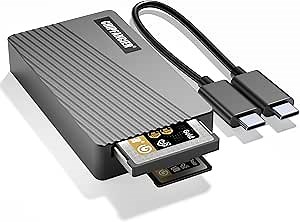 2-in-1 CFexpress Adapter Memory Card Reader CFexpress Type A and CFexpress Type B Memory Card Reader 40Gbps USB 4.0 Gen 2 Compatible with Windows/Mac/Linux/Android Black