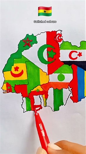 Draw Flag Map of Ghana 🇬🇭 #ghana