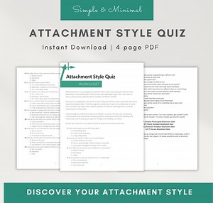 Attachment Style Quiz Pdf, Attachment Style Questionnaire Attachment Theory Worksheets, Couples Therapy Therapy Tools Attachment Styles Test - Etsy