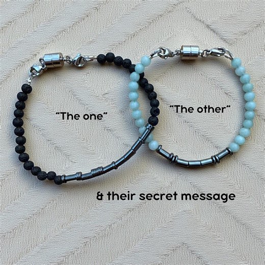 Custom Morse Code Bracelet Set, Hidden Message Jewelry, Natural Gemstone Beaded Bracelets for Couples or Friends - Etsy