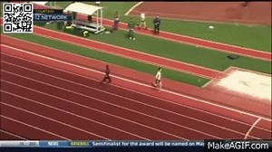 Oregon Runner Celebrates Too Early, Ends Up Losing the Race | Beaten at Finish Line Premature on Make a GIF