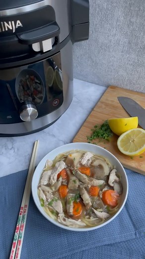 Hello, autumn 👋🍂 Is anyone else excited for the dark cosy evenings ahead; all curled up watching your fave shows with a comforting bowl of food? Here’s a deliciously easy chicken noodle soup to get you started 🍜 Pop everything into your Ninja 15-in-1 multi cooker (or Possible slow cooker!) then all you need to do is let the slow cooking mode do the rest ✨ Full recipe on our Ninja Test Kitchen blog, link in bio. What are you looking forward to most this season? 📷 @whatchewlookingat | Ninja Ki