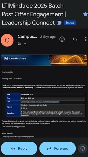 LTIMindtree 2025 Batch Post Offer Engagement | Leadership Connect