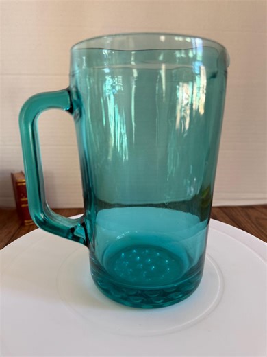 Vintage Turquoise Blenko Style Glass Pitcher | Mid Century Aqua Teal Jug | Hobnail Base Water Carafe | Retro Tableware or Vase - Etsy Australia