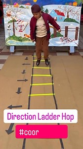 Direction Ladder Hop to improve direction sense, balance, coordination, focus, body contro and gross motor skills as the child moves through the ladder with accuracy. #sunriseldh #bestplayschool #playschoolactivities #earlylearning #playbasedlearning #kidsactivity #EarlyEducation #fblifestyle | Sunrise Nursery School