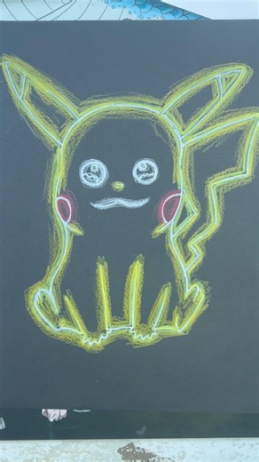 Pikachu stylé néon dessin. #art #dessin #pikachu #pokemon #shorts
