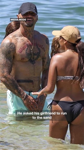 Social media star Spanian suffered a wardrobe malfunction at a family beach after getting “too excited” while swimming with his girlfriend. | News.com.au