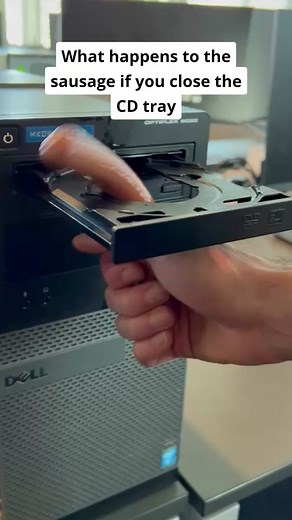 What happens to the sausage if you close the CD tray? #science #memes #normal #sausage #workplace