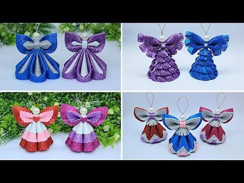 4 Amazing EVA Glitter Foam Paper Angel Ornaments Making for Christmas Decorations | Do It Together