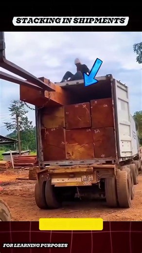 Why Workers Stand Between Giant Logs 😳🪵 | The Smart Container Packing Method #viral#usa#shorts
