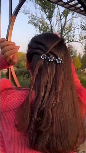 Elegant Floral Braid Hairstyle✨💙 | Soft Waves & Natural Aesthetic Hair Tutorial 🌸🌿