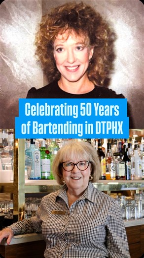 50 years ago, Rhonda Showman stepped foot behind the bar at @renhotelphx , pouring the first drink of a decades-long bartending career in DTPHX 🍸🏙️ What began in 1975 at the historic Adams Hotel has become a remarkable legacy that mirrors the city’s own evolution. 👉 Link in bio to check out Rhonda’s story the legacy that follows a half-century in hospitality. Cheers to 50 years!🥂 | Downtown Phoenix Inc.
