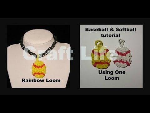 Craft Life ~ Rainbow Loom Mini Baseball Softball Tennis Charm Tutorial ~ One Loom