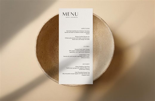 Modern Wedding Menu Template, Wedding Menu With Guest Name, Place Card Menu, TIFF2 - Etsy