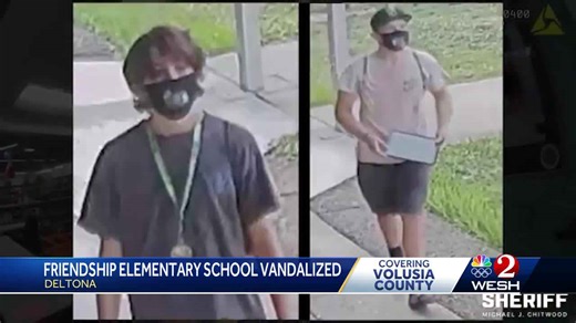 Elementary school media center in Deltona vandalized, 2 suspects caught on camera