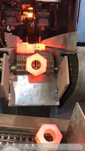 High-frequency induction heating for nut forging and forming.