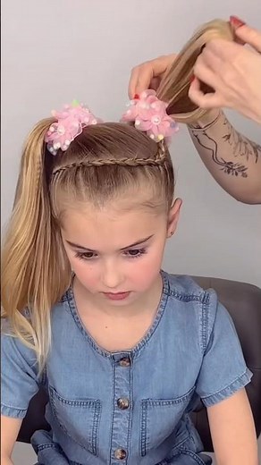 Cute pigtail hairstyle! 💙 #hairtutorial #hairstyle #pigtail #schoolhairstyles
