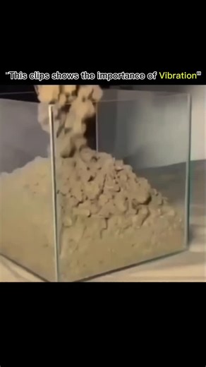 ANYTHING EXPLAINED on Instagram: "This clip shows wet sand settling evenly inside a glass container after vibration. The shaking helps the sand particles rearrange and pack more tightly, reducing air gaps. Vibration is a key technique in construction and manufacturing for settling materials. Vibration increases particle movement so grains fill voids more efficiently Water acts as a lubricant, allowing particles to slide past each other Settling reduces air pockets, making the material denser and