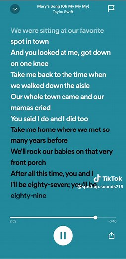 Taylor Swift Mary's Song Lyrics | Sweet Sixteen Debut Era