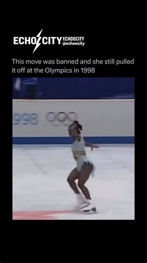 EchoCity on Instagram: "This video captures a powerful and historic moment from figure skating at the 1998 Winter Olympics. It shows a female skater performing a move that was considered controversial and officially banned due to its difficulty and potential risk. Despite the restrictions, she executed it with confidence, precision, and remarkable control, stunning both the audience and judges. The clip highlights her strength, balance, and fearlessness as she glides across the ice, fully commit