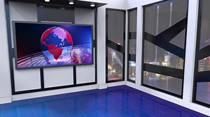 Download 3D Virtual TV Studio News with green screen, 3D Rendering for free