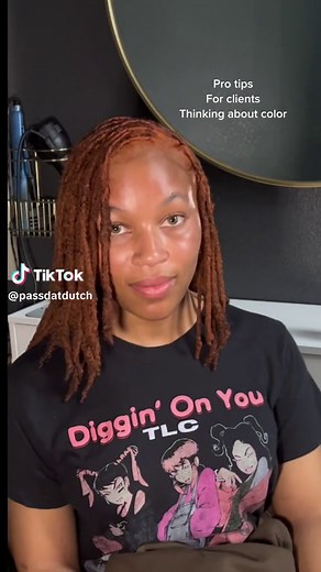 Small Pro tips for before getting your locs colored ✨try to wait 6-8 weeks from your freshest retwist • the looser the bulb of your root is the more even the color application will be; avoiding those little black spots ✨ avoiding a vigorous shampoo before color will be less irritating to the scalp (if you are wanting a bleach out or a 2 color process) ✨ try not to color your hair without a professional or any box dye • locs take more color to penetrate through the long time buildup of hair; so h