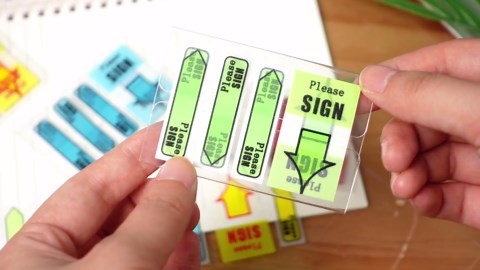 Teling 2000 Pcs/ 20 Packs Sign Here Sign Date Tabs Stickers Colored with Dispenser Arrow Flag Tabs with Dispenser Easy to Post for Notary Books Paper(Stylish Style)