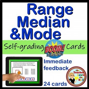 Range Median Mode BOOM Cards Digital Resource Math Activity Data Assessment