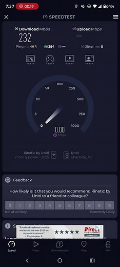 kinetic by Windstream home Internet speed test