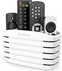 TotalMount Remote Control Holder – Premium Quality and Extra Stable to Place Near Your TV, Bed, or Table (Large – Fits Four Remotes, Premium White)