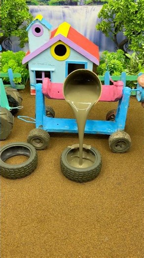 😱 Real Working Mini Tractor Making Cement Pillar | Amazing DIY Construction Machine 🚜#shorts