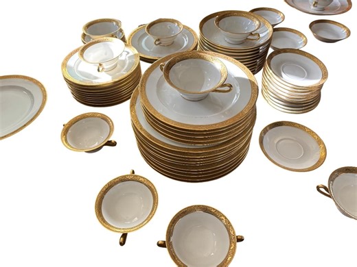 Vintage Picard China and T&V Limoges Dinnerware | Gold Gilt Porcelain - Etsy.de