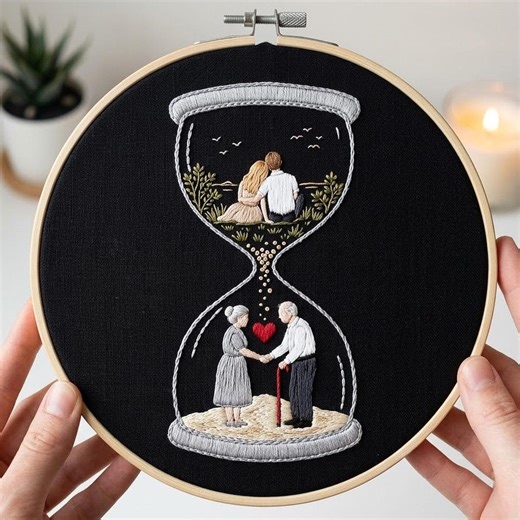 Hourglass Love Embroidery Pattern, Romantic Couple Hoop Art (digital Download) - Etsy