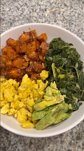 Vegan breakfast for dinner #food #recipe #vegan #cooking #breakfast #candiedyams #yams #kale #bowl