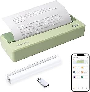 Rongta Portable Printer Wireless for Travel, 300DPI Thermal Inkless Bluetooth Mobile Printer, Support 8.5" X 11" US Letter, Compatible with Android iOS Phone & Laptops (Green)