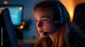 Crisis contact: 911 call handler, response control, verbal guidance, alert center, communication line, emergency route, dispatcher job, real time link, situation relay, urgent tone, rescue duty Stock Video